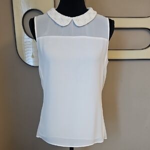 Ann Taylor Sleeveless Blouse with Lace Collar